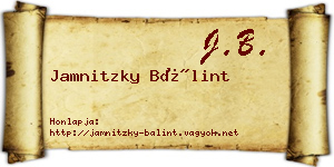Jamnitzky Bálint névjegykártya
